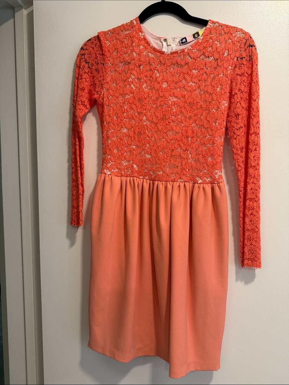 MSGM Coral Lace Long-Sleeve MSGM Dress SZ4